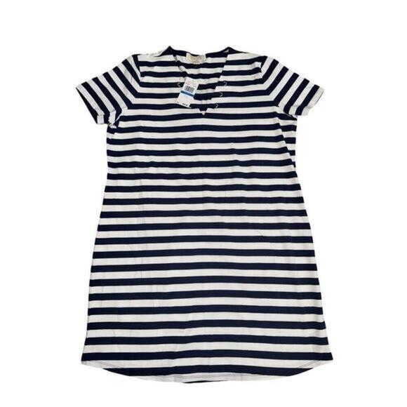 MICHAEL Michael Kors Dresses & Skirts - Michael Kors Dress XL V-Neck Blue White Striped Casual Summer Style NWT